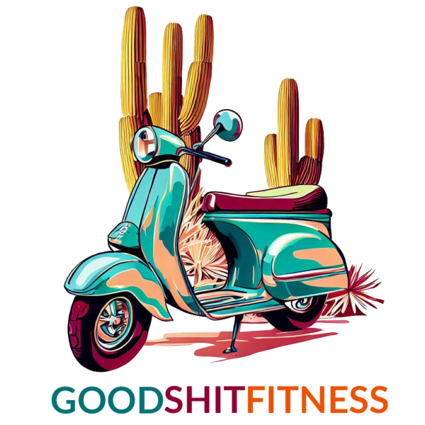 a scooter in front of cactus over good shit fitness