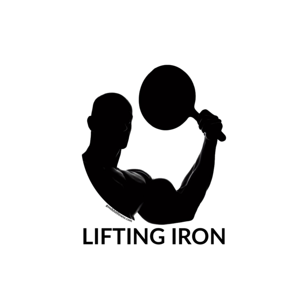 silhouette of a person holding a cast iron pan with Lifting Iron and good shit fitness dot com beneath